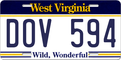 WV license plate DOV594