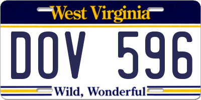 WV license plate DOV596