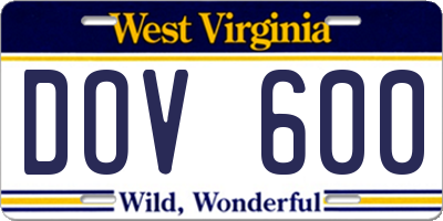 WV license plate DOV600