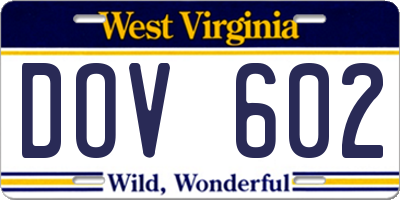 WV license plate DOV602