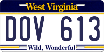 WV license plate DOV613