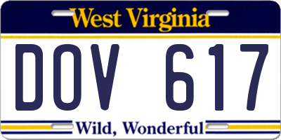WV license plate DOV617