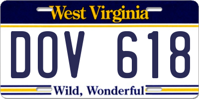 WV license plate DOV618