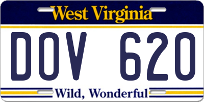 WV license plate DOV620