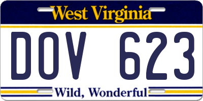 WV license plate DOV623