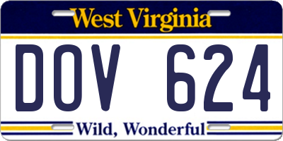 WV license plate DOV624