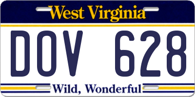 WV license plate DOV628