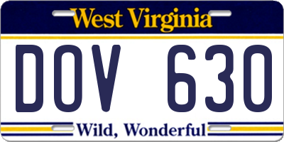 WV license plate DOV630