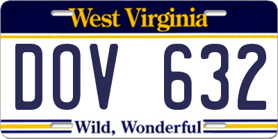 WV license plate DOV632