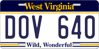 WV license plate DOV640