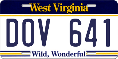 WV license plate DOV641