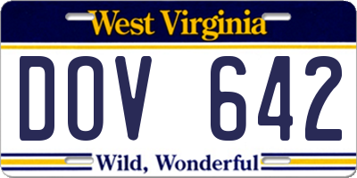 WV license plate DOV642