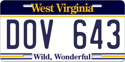 WV license plate DOV643
