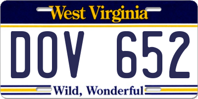 WV license plate DOV652