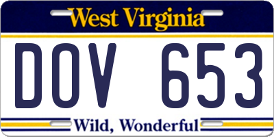 WV license plate DOV653