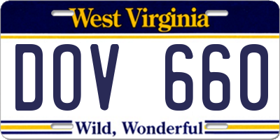 WV license plate DOV660