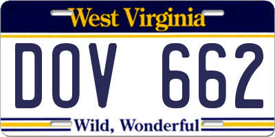 WV license plate DOV662