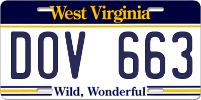 WV license plate DOV663