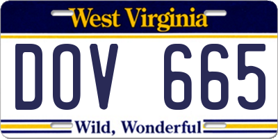 WV license plate DOV665