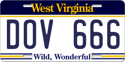 WV license plate DOV666