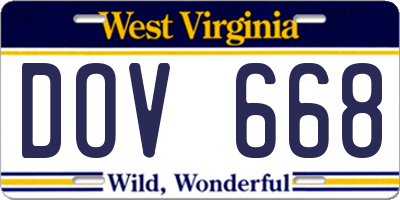 WV license plate DOV668
