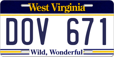 WV license plate DOV671