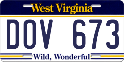 WV license plate DOV673