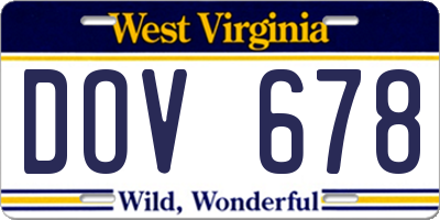 WV license plate DOV678