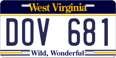 WV license plate DOV681