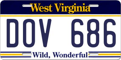 WV license plate DOV686