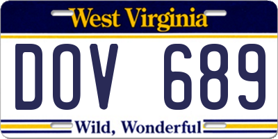 WV license plate DOV689