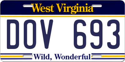 WV license plate DOV693