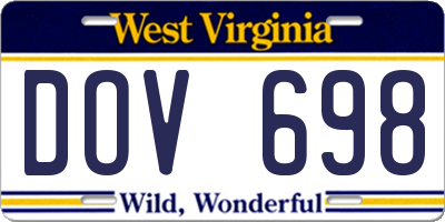 WV license plate DOV698
