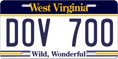 WV license plate DOV700