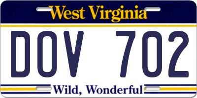 WV license plate DOV702