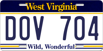 WV license plate DOV704