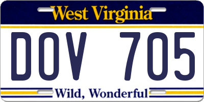 WV license plate DOV705