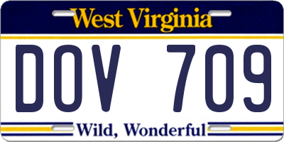 WV license plate DOV709