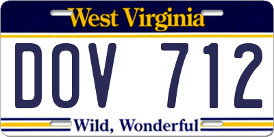 WV license plate DOV712