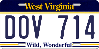 WV license plate DOV714