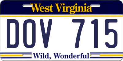 WV license plate DOV715