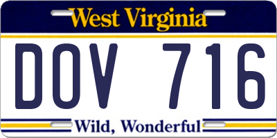 WV license plate DOV716