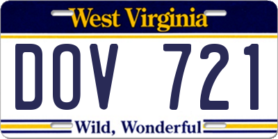 WV license plate DOV721