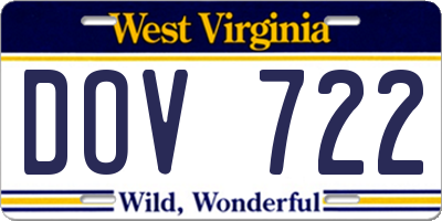 WV license plate DOV722