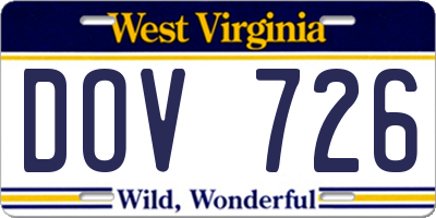 WV license plate DOV726