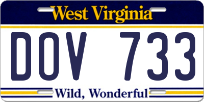 WV license plate DOV733
