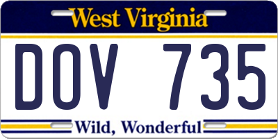 WV license plate DOV735