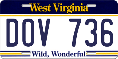 WV license plate DOV736