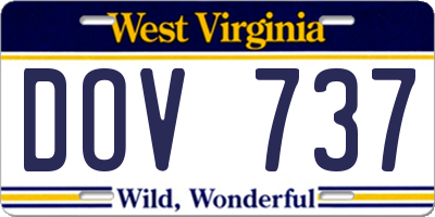 WV license plate DOV737