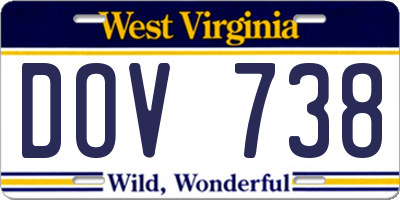 WV license plate DOV738